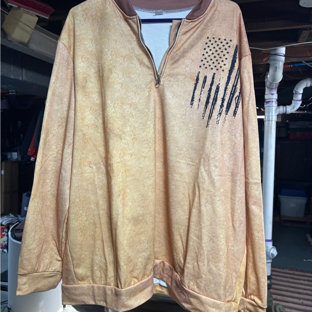Men's Casual Tan Zip-Up Sweater